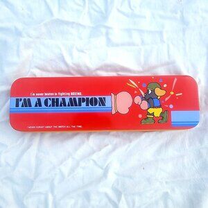 Pencil Box - Vintage Japan Tin Metal Two-layer Two-Tone Shelf Excellent Shape